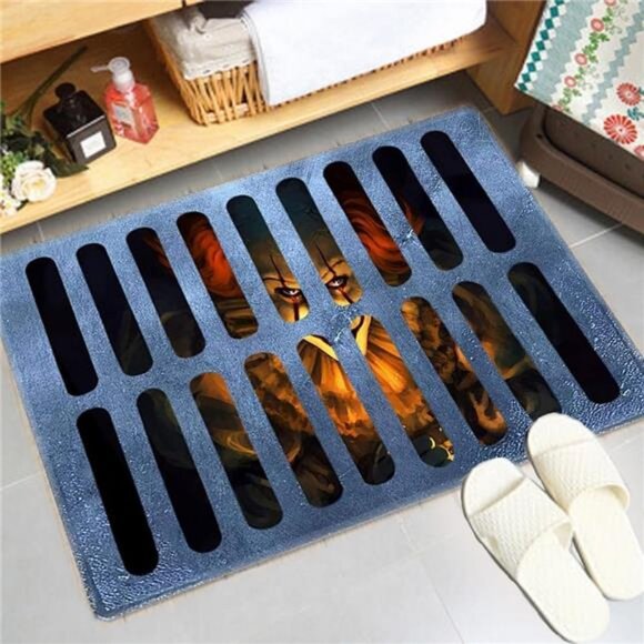 Halloween 3D Illusion Clown Doormat (19.7 "x31.4") Halloween Clown Drain Doormat - Picture 5 of 7